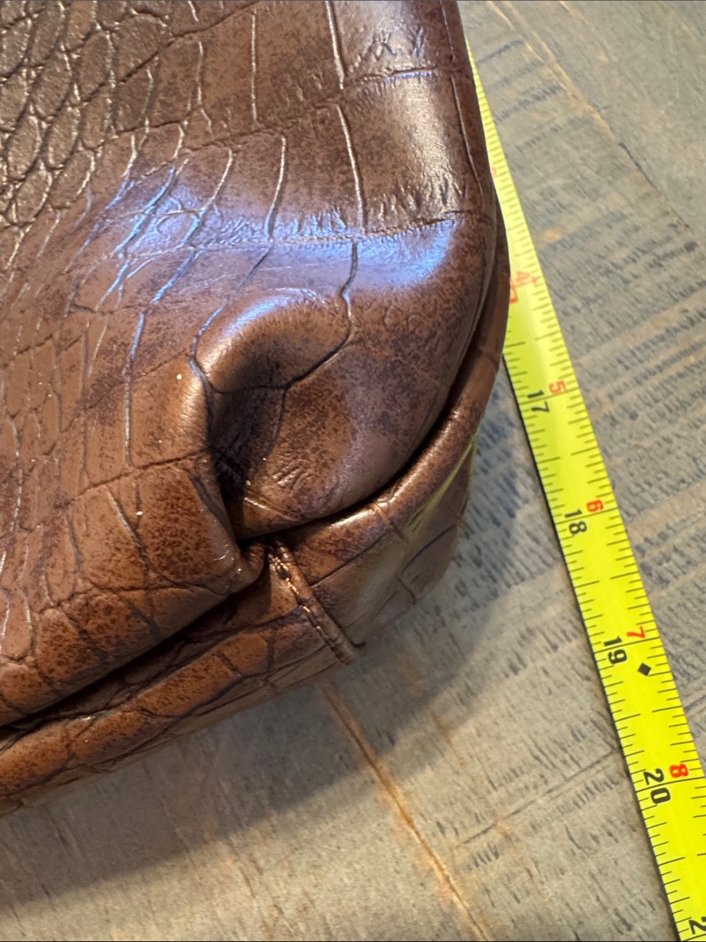 Nicole By Nicole Miller Brown Croc-Embossed Shoulder Bag - Picture 7 of 9